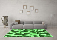 Machine Washable Abstract Green Modern Rug, wshabs2324grn