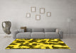 Machine Washable Abstract Yellow Modern Rug in a Living Room, wshabs2324yw