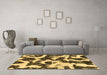 Machine Washable Abstract Brown Modern Rug in a Living Room,, wshabs2324brn