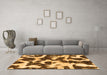 Machine Washable Abstract Orange Modern Area Rugs in a Living Room, wshabs2324org