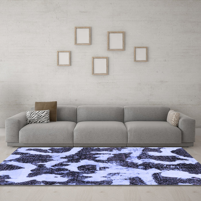 Machine Washable Abstract Blue Modern Rug in a Living Room, wshabs2324blu