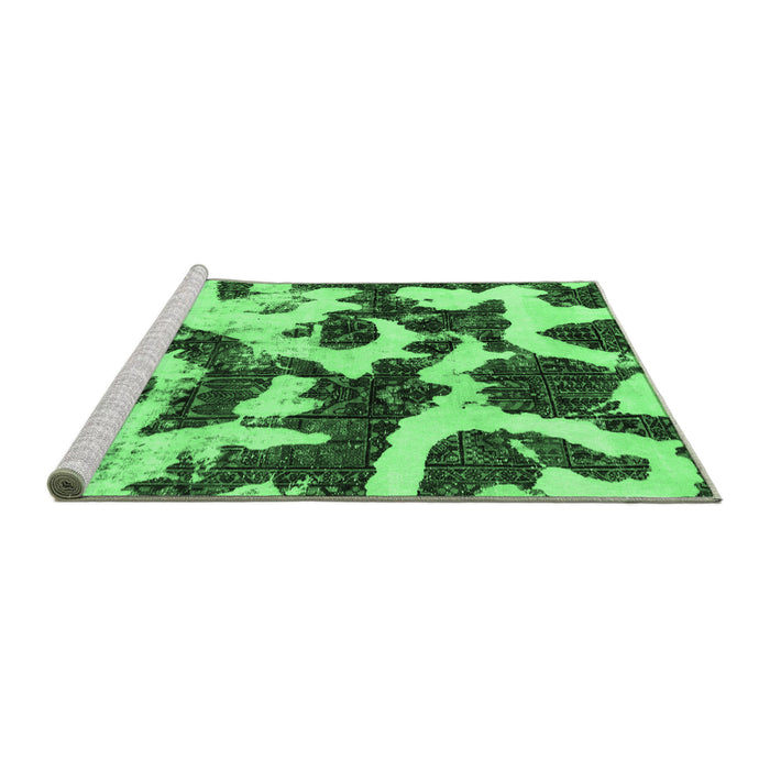 Sideview of Machine Washable Abstract Emerald Green Modern Area Rugs, wshabs2324emgrn