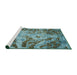 Sideview of Machine Washable Abstract Macaw Blue Green Rug, wshabs2325