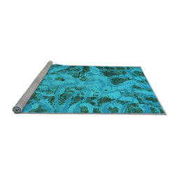 Sideview of Machine Washable Persian Light Blue Bohemian Rug, wshabs2325lblu