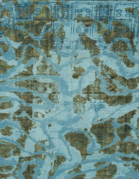 Machine Washable Abstract Macaw Blue Green Rug, wshabs2325