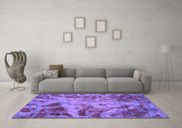 Machine Washable Persian Purple Bohemian Area Rugs in a Living Room, wshabs2325pur