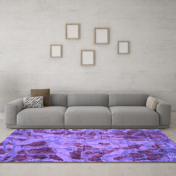 Machine Washable Persian Purple Bohemian Area Rugs in a Living Room, wshabs2325pur