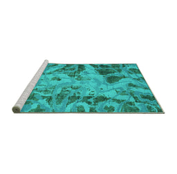 Sideview of Machine Washable Persian Turquoise Bohemian Area Rugs, wshabs2325turq