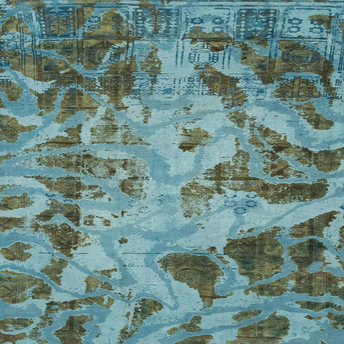 Square Machine Washable Abstract Macaw Blue Green Rug, wshabs2325