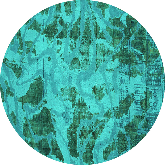 Round Machine Washable Persian Turquoise Bohemian Area Rugs, wshabs2325turq