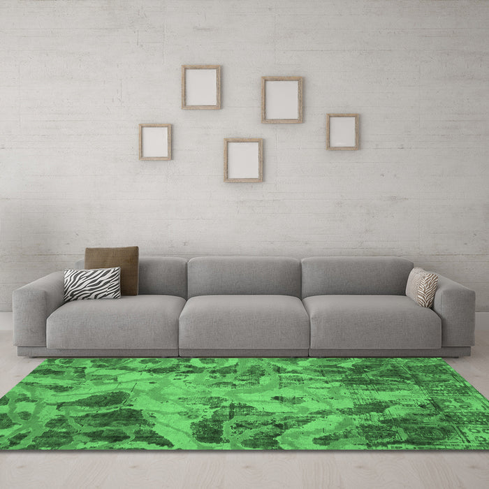 Machine Washable Persian Emerald Green Bohemian Area Rugs in a Living Room,, wshabs2325emgrn