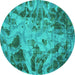 Round Persian Turquoise Bohemian Rug, abs2325turq