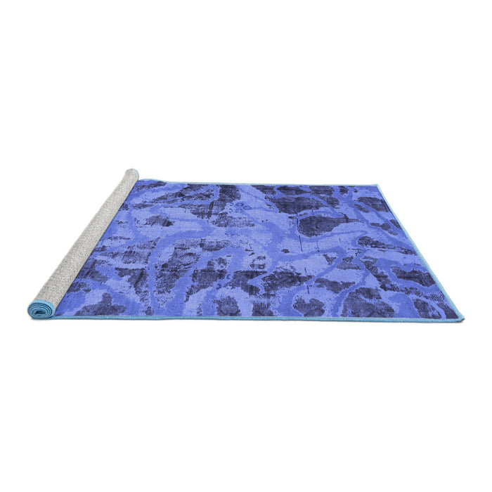 Sideview of Machine Washable Persian Blue Bohemian Rug, wshabs2325blu