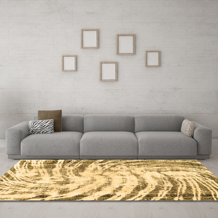 Machine Washable Abstract Brown Modern Rug in a Living Room,, wshabs2326brn