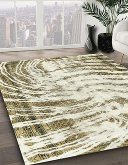 Abstract Tan Brown Gold Modern Rug in Family Room, abs2326