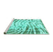 Sideview of Machine Washable Abstract Turquoise Modern Area Rugs, wshabs2326turq