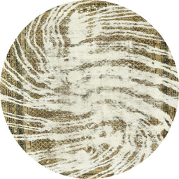 Round Abstract Tan Brown Gold Modern Rug, abs2326