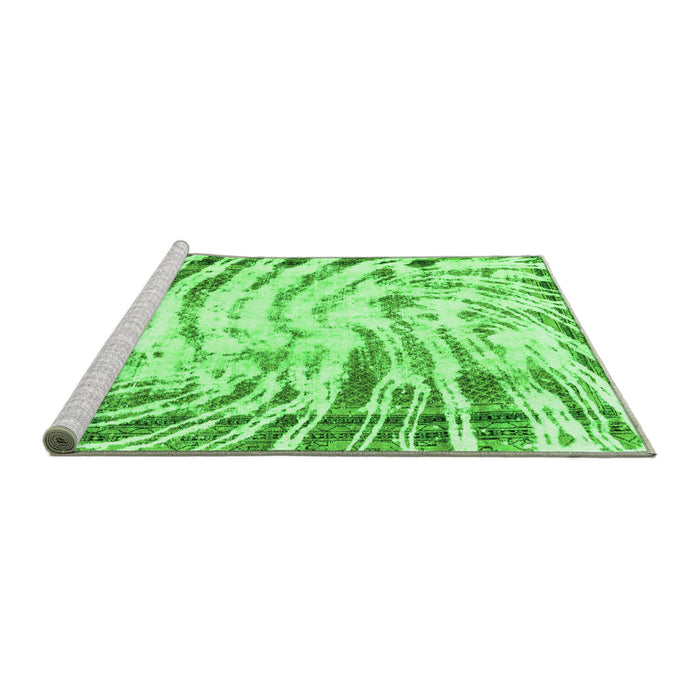 Sideview of Machine Washable Abstract Green Modern Area Rugs, wshabs2326grn
