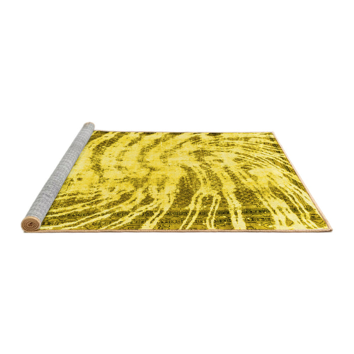 Sideview of Machine Washable Abstract Yellow Modern Rug, wshabs2326yw