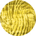 Round Abstract Yellow Modern Rug, abs2326yw