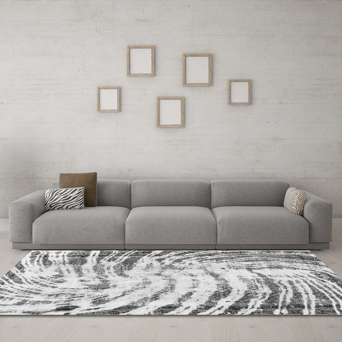 Machine Washable Abstract Gray Modern Rug in a Living Room,, wshabs2326gry