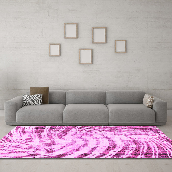 Machine Washable Abstract Pink Modern Rug in a Living Room, wshabs2326pnk