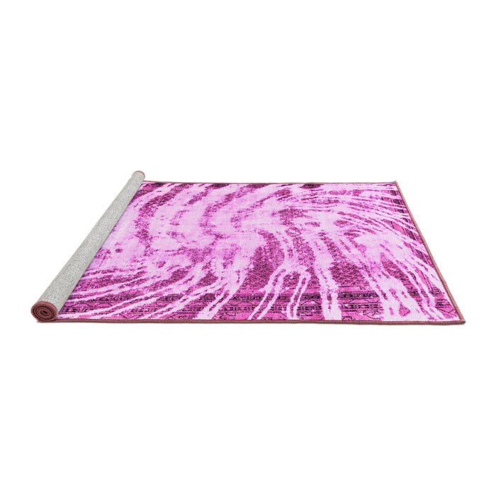 Sideview of Machine Washable Abstract Pink Modern Rug, wshabs2326pnk