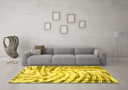 Machine Washable Abstract Yellow Modern Rug in a Living Room, wshabs2326yw