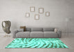 Machine Washable Abstract Turquoise Modern Area Rugs in a Living Room,, wshabs2326turq