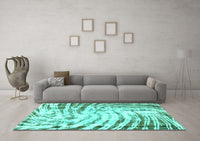 Machine Washable Abstract Turquoise Modern Rug, wshabs2326turq