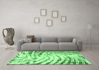 Machine Washable Abstract Emerald Green Modern Rug, wshabs2326emgrn