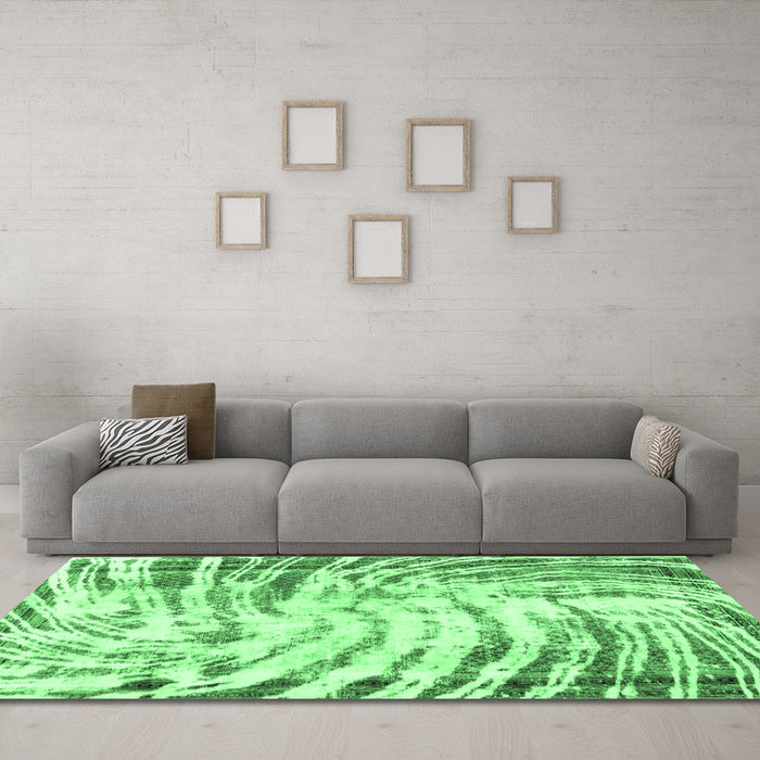 Machine Washable Abstract Emerald Green Modern Area Rugs in a Living Room,, wshabs2326emgrn