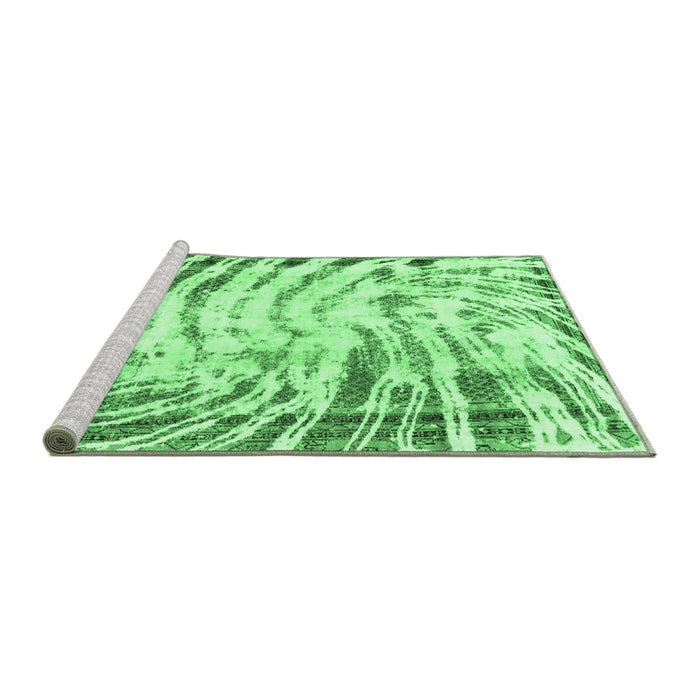 Sideview of Machine Washable Abstract Emerald Green Modern Area Rugs, wshabs2326emgrn