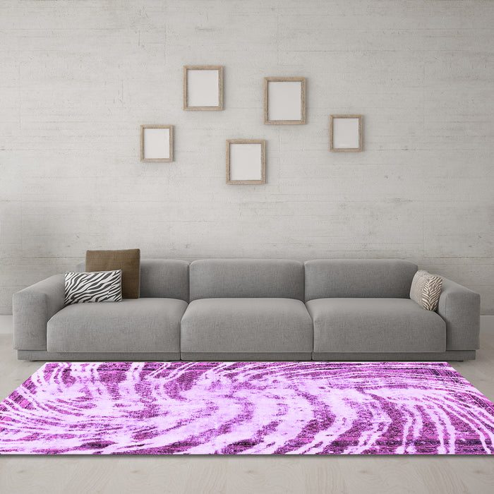 Machine Washable Abstract Purple Modern Area Rugs in a Living Room, wshabs2326pur