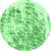 Round Abstract Emerald Green Modern Rug, abs2327emgrn