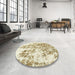 Round Abstract Copper Green Modern Rug in a Office, abs2327