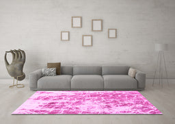 Machine Washable Abstract Pink Modern Rug in a Living Room, wshabs2327pnk