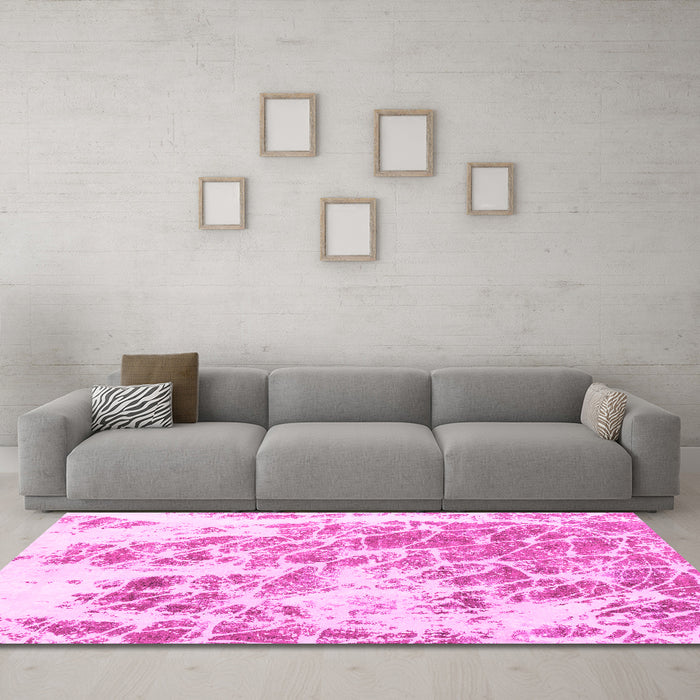 Machine Washable Abstract Pink Modern Rug in a Living Room, wshabs2327pnk