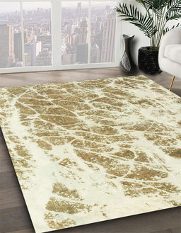 Abstract Copper Green Modern Rug in Family Room, abs2327
