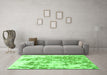 Machine Washable Abstract Green Modern Area Rugs in a Living Room,, wshabs2327grn