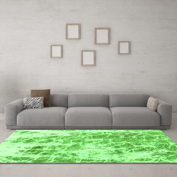 Machine Washable Abstract Green Modern Area Rugs in a Living Room,, wshabs2327grn