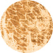 Round Machine Washable Abstract Orange Modern Area Rugs, wshabs2327org