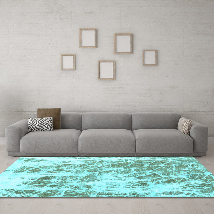 Machine Washable Abstract Light Blue Modern Rug in a Living Room, wshabs2327lblu