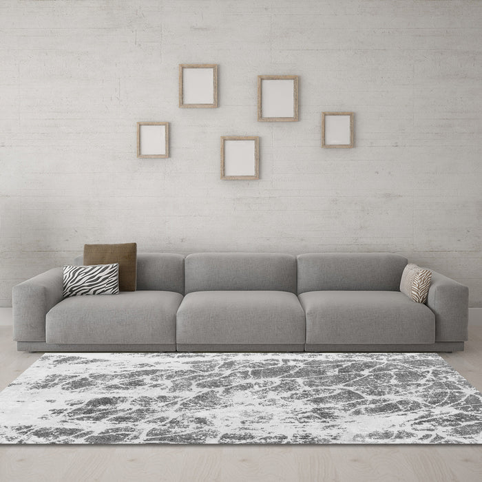 Machine Washable Abstract Gray Modern Rug in a Living Room,, wshabs2327gry