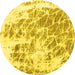 Round Abstract Yellow Modern Rug, abs2327yw