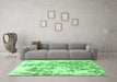 Machine Washable Abstract Emerald Green Modern Area Rugs in a Living Room,, wshabs2327emgrn