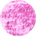 Round Abstract Pink Modern Rug, abs2327pnk