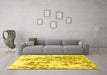 Machine Washable Abstract Yellow Modern Rug in a Living Room, wshabs2327yw