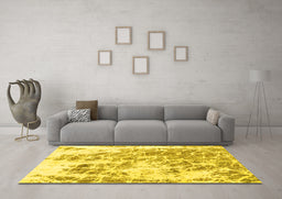 Machine Washable Abstract Yellow Modern Rug in a Living Room, wshabs2327yw
