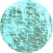 Round Machine Washable Abstract Light Blue Modern Rug, wshabs2327lblu